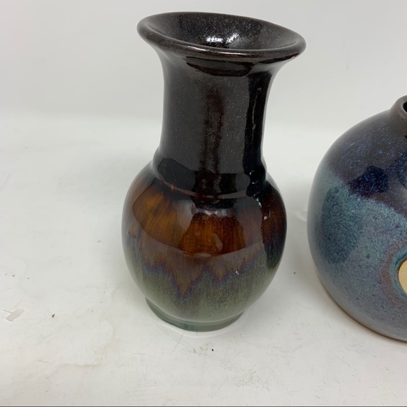 Native stoneware pottery vase artisan brown southwest swirled - Picture 4 of 8